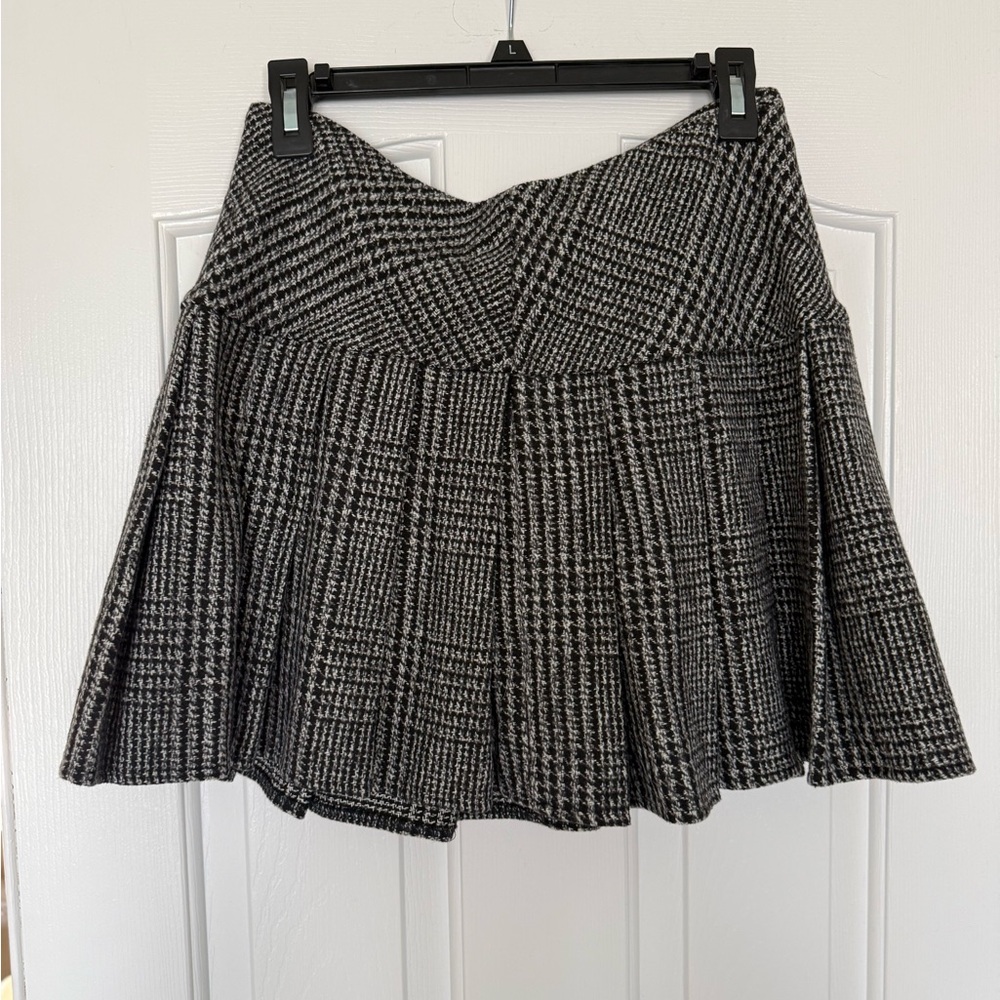 COMMENSE Pleated Houndstooth Plaid Skort